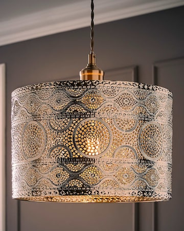 ValueLights Casablanca Moroccan Style Chrome Easy Fit Drum Pendant Shade