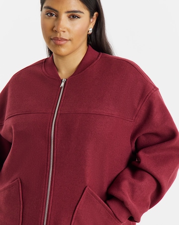 Simply Be Burgundy Soft Zip Through Bomber Jacket