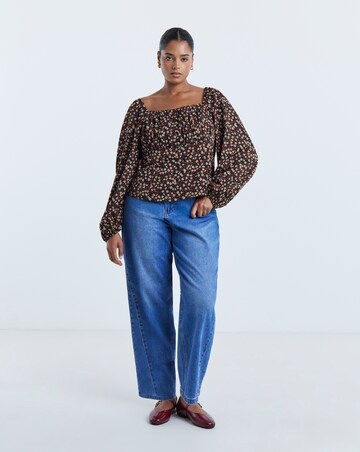 Simply Be Ditsy Floral Blouson Sleeve Blouse