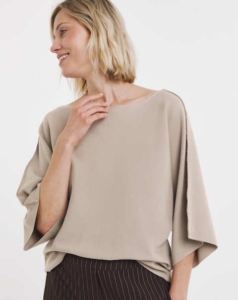 Slash Neck Kimono Sleeve Jumper