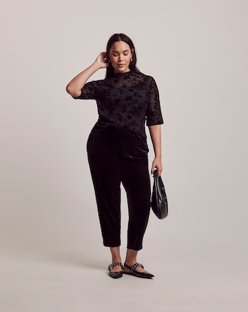 Julipa Petite Black Velour Tapered Trouser