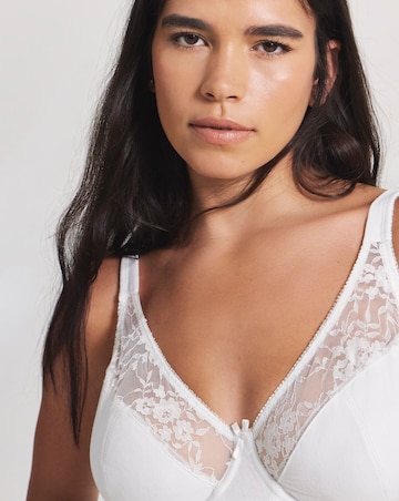 Pretty Secrets (2 Pack) Cotton Lace Full Cup Wired Bras (B-G) White/Black