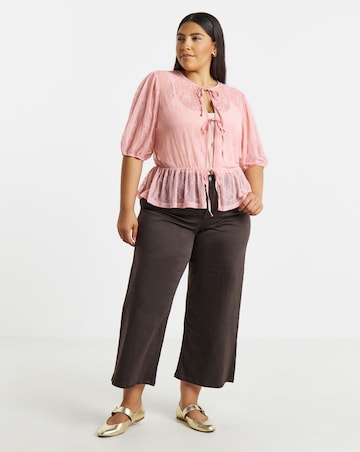 Simply Be Dusty Pink Lace Tie Front Top