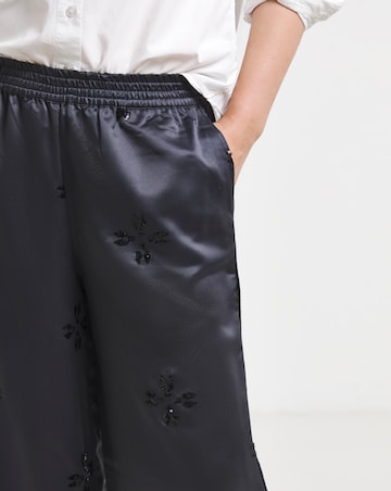 Grey Sequin Spot Satin Trousers