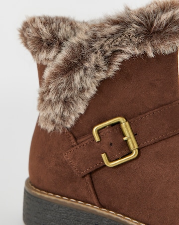 Cushion Walk Faux Fur Cuff Crepe Sole Ankle Boots - Extra Wide Fit (EEE)
