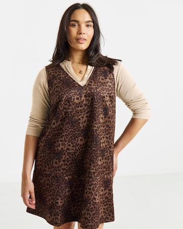 Simply Be Leopard Suedette Flippy Mini Dress