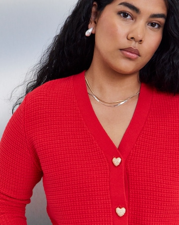 Textured Heart Button Cardigan