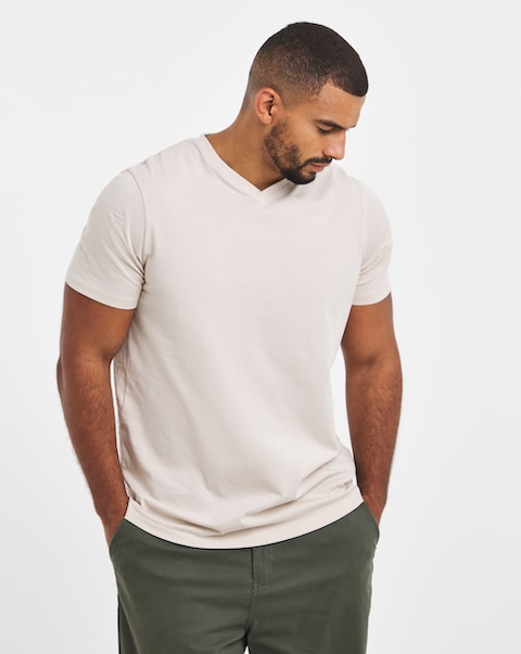 Pure Cotton V Neck T-Shirt Long