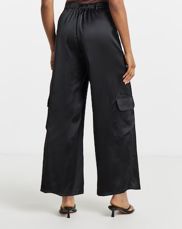 Black Satin Utility Trousers