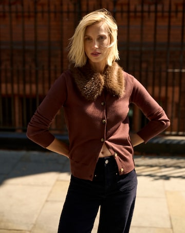 Faux Fur Collar Cardigan