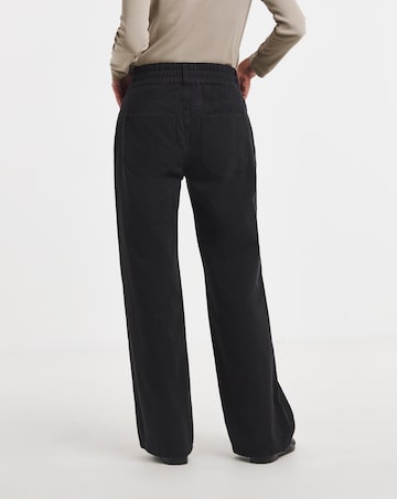 Black Elasticated Waist Wide Leg Jeans