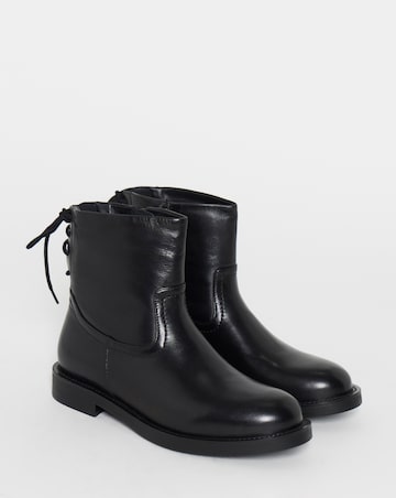 Jasmin Leather Flat Ankle Boots - Extra Wide Fit (EEE)