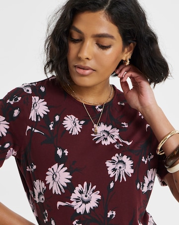 Simply Be Floral Print Jersey Asymmetric Seam Midi Dress