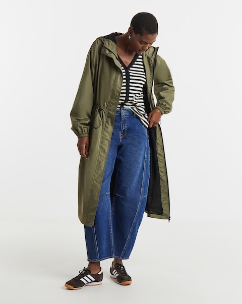 Khaki Longline Lightweight Raincoat