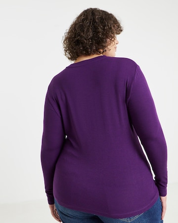 Simply Be Blackberry Long Sleeve Soft Rib Top