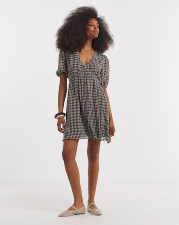 Check Button Through Skater Dress
