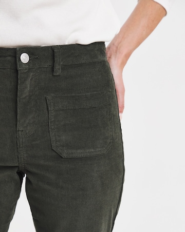 Green Pocket Front Cord Bootcut Jeans