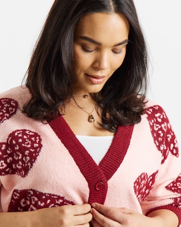 Heart Design Boyfriend Cardigan