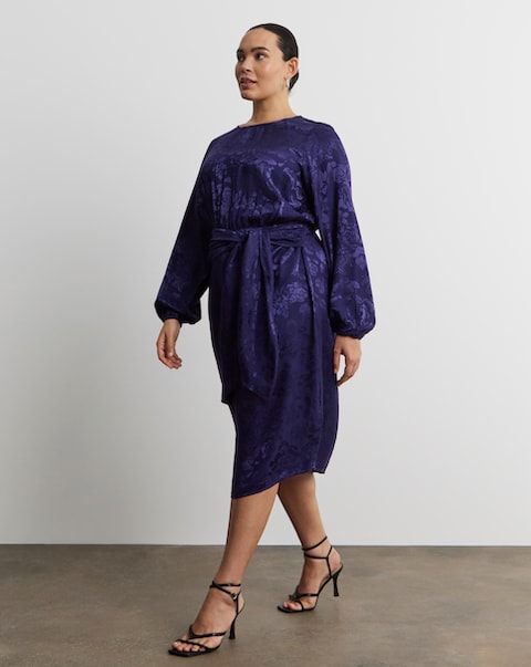 Joanna Hope Jacquard Tie Waist Dress