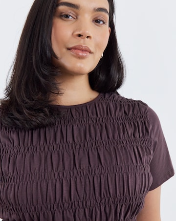 Simply Be Chocolate Shirred Peplum Top