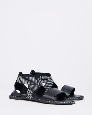 Jade Stretch Cross Flat Sandals - Wide Fit (E)