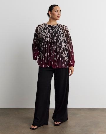 Joanna Hope Pleated Chiffon Printed Top