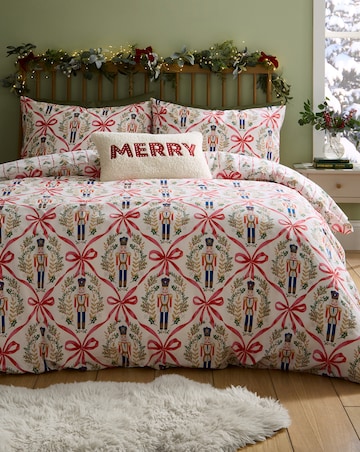 Catherine Lansfield Christmas Nutcracker Bows Duvet Cover Set