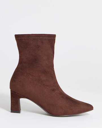 Julia Pointed Toe Heeled Ankle Sock Boots - Wide Fit (E)