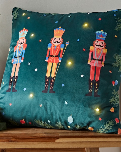 Catherine Lansfield Christmas Nutcracker Light Up Cushion