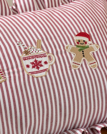 Catherine Lansfield Christmas Gingerbread Striped Filled Cushion