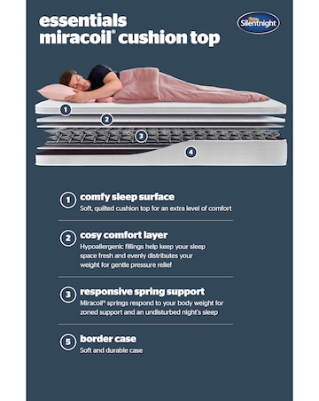 Silentnight Essentials Miracoil Cushion Top Mattress