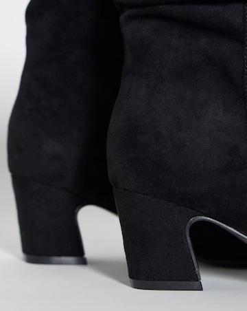 Gabby Soft Ruched Block Heel Ankle Boots - Wide Fit (E)
