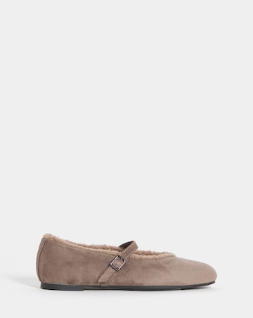 Marisol Fur Lined Mary Jane Shoes - Wide Fit (E)