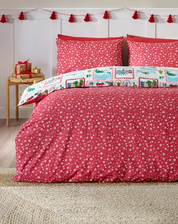 Catherine Lansfield Christmas Town Stamps Duvet Cover Set