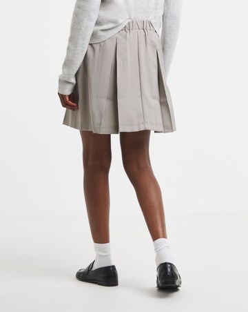 Pleated Brushed Check Mini Skirt