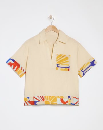 Native Youth Floral Placement Linen Blend Print Shirt