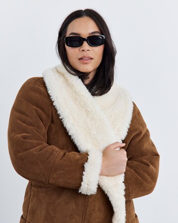 Simply Be Suedette Shawl Collar Aviator