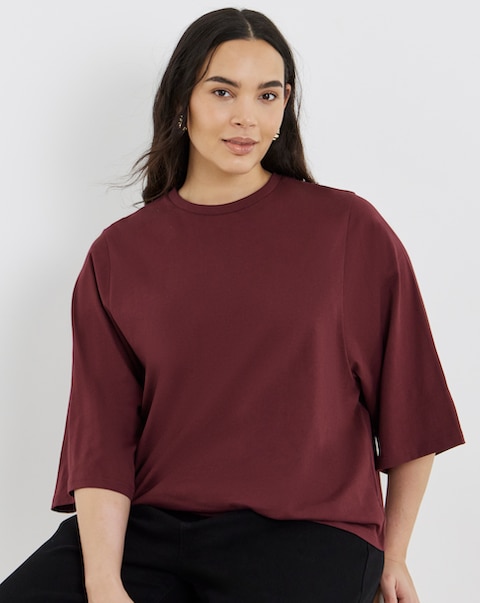 Simply Be Mulberry Kimono Sleeve T-Shirt