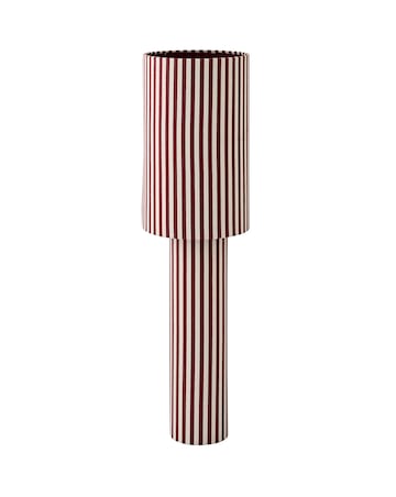 ValueLights Florence Burgundy Pinstripe Linen Midi Floor Lamp