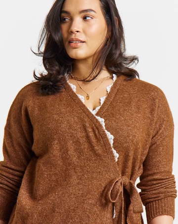 Lace Trim Ballet Wrap Cardigan
