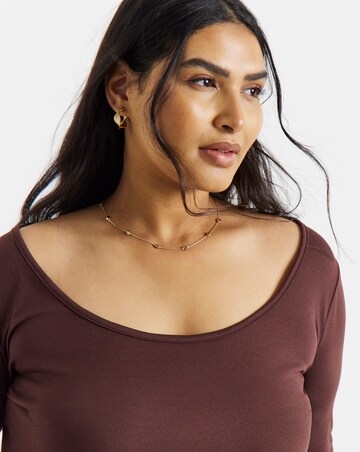 Simply Be Chocolate And Pink 2 Pack Scoop Neck Tops