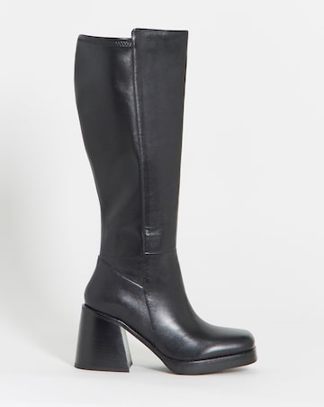 Jodi Leather Platform Knee High Boots - Standard Fit (D) & Standard Calf