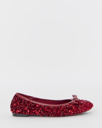 Abundance Classic Bow Sequin Ballerina Shoes - Wide Fit (E)