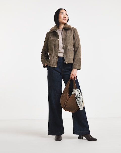 Fur Collar Suedette Jacket