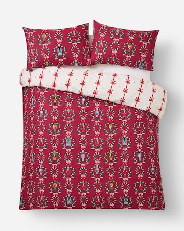 Festive Nutcracker Wreaths and Bows Cotton Blend Reversible Duvet Cover Set