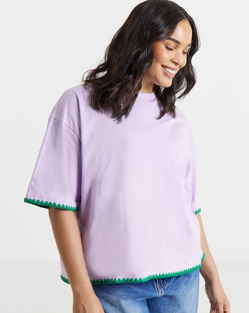Simply Be Lilac Whipstitch T-Shirt