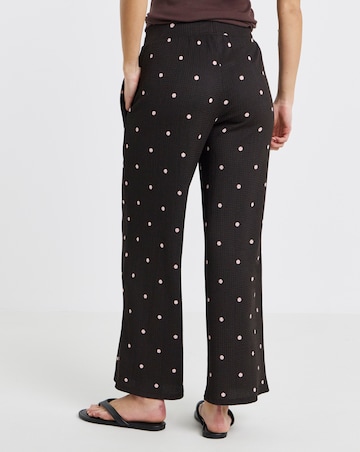 Chocolate Jersey Textured Wide Leg Trouser with Pink Spot
