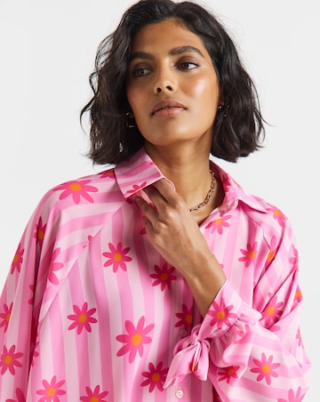 Twisted Wunder Chiffon Stripe Floral Shirt