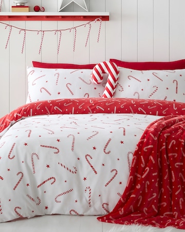 Catherine Lansfield Christmas Candy Cane Duvet Cover Set