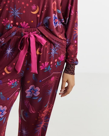 Figleaves Celestial Floral Contrast Leopard Lounge Set
